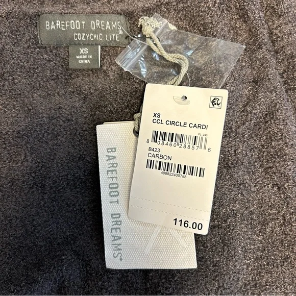 Barefoot Dreams Cozychic Lite Grey Open Cardigan Style 423 Size XS NWT - Picture 9 of 11